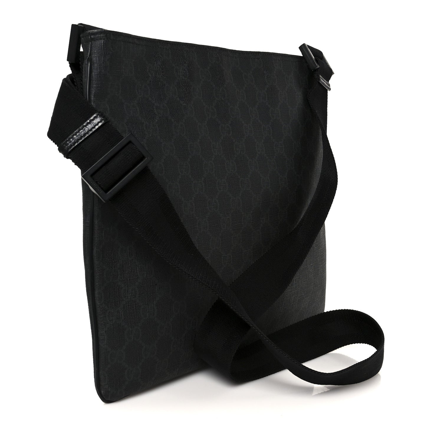 GG Plus Monogram Medium Flat Messenger Bag Black
