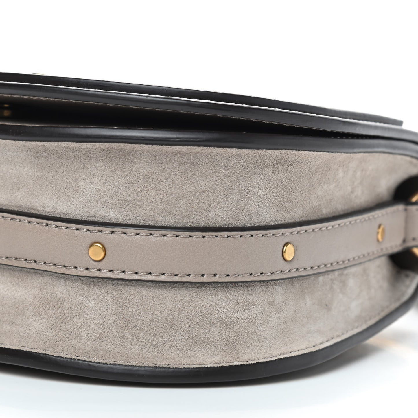 Calfskin Suede Small Nile Bracelet Bag Motty Grey