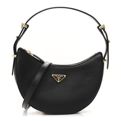 Prada Soft Calfskin Arque Shoulder Bag Black 1 of 12
