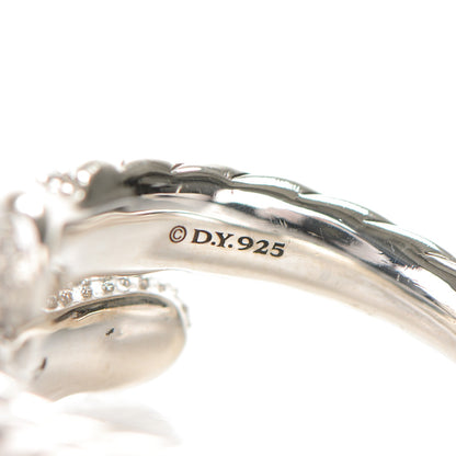 David Yurman Sterling Silver Pave Diamond 10mm Willow Open Single Row Ring 54 7 4 of 4