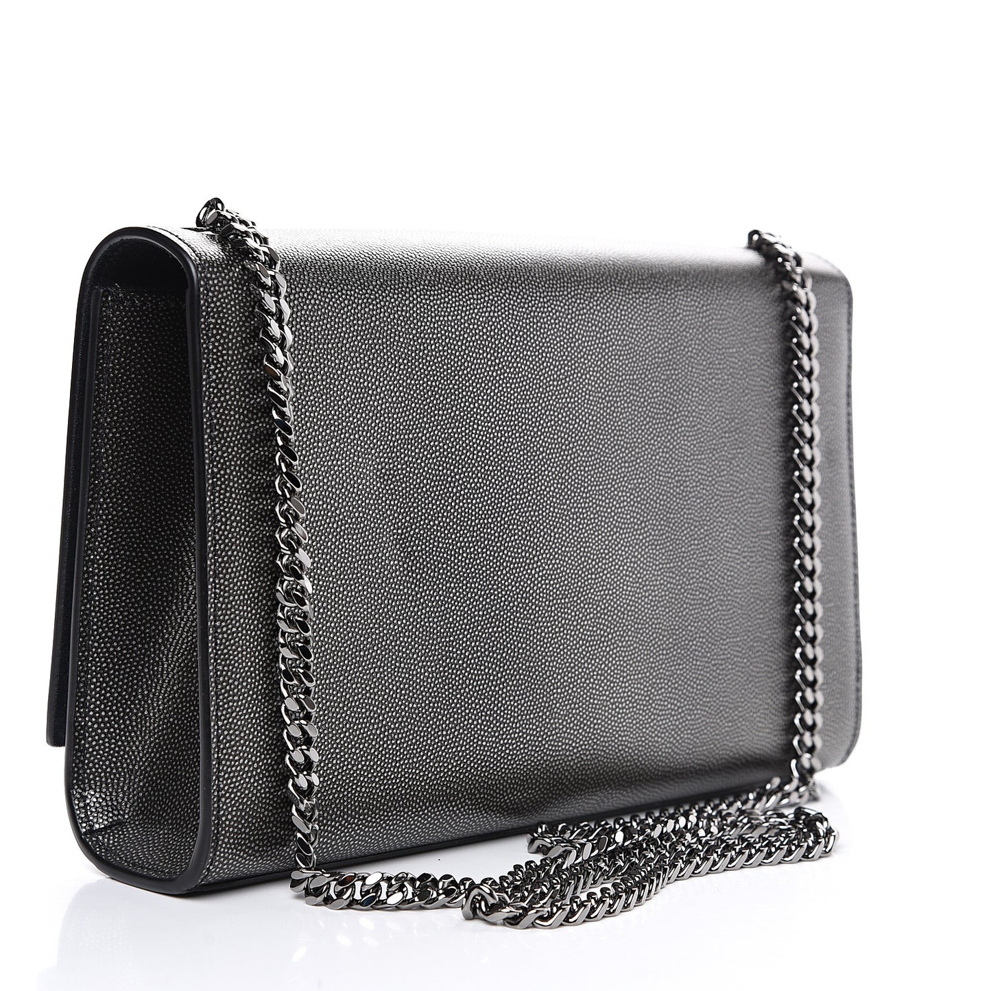 Metallic Grain De Poudre Medium Classic Monogram Kate Satchel Dark Lead