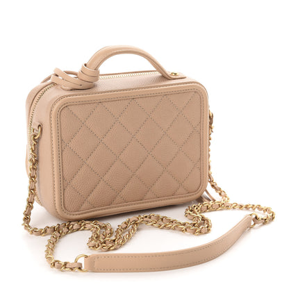 Chanel Caviar Quilted Small CC Filigree Vanity Case Beige 2 of 10