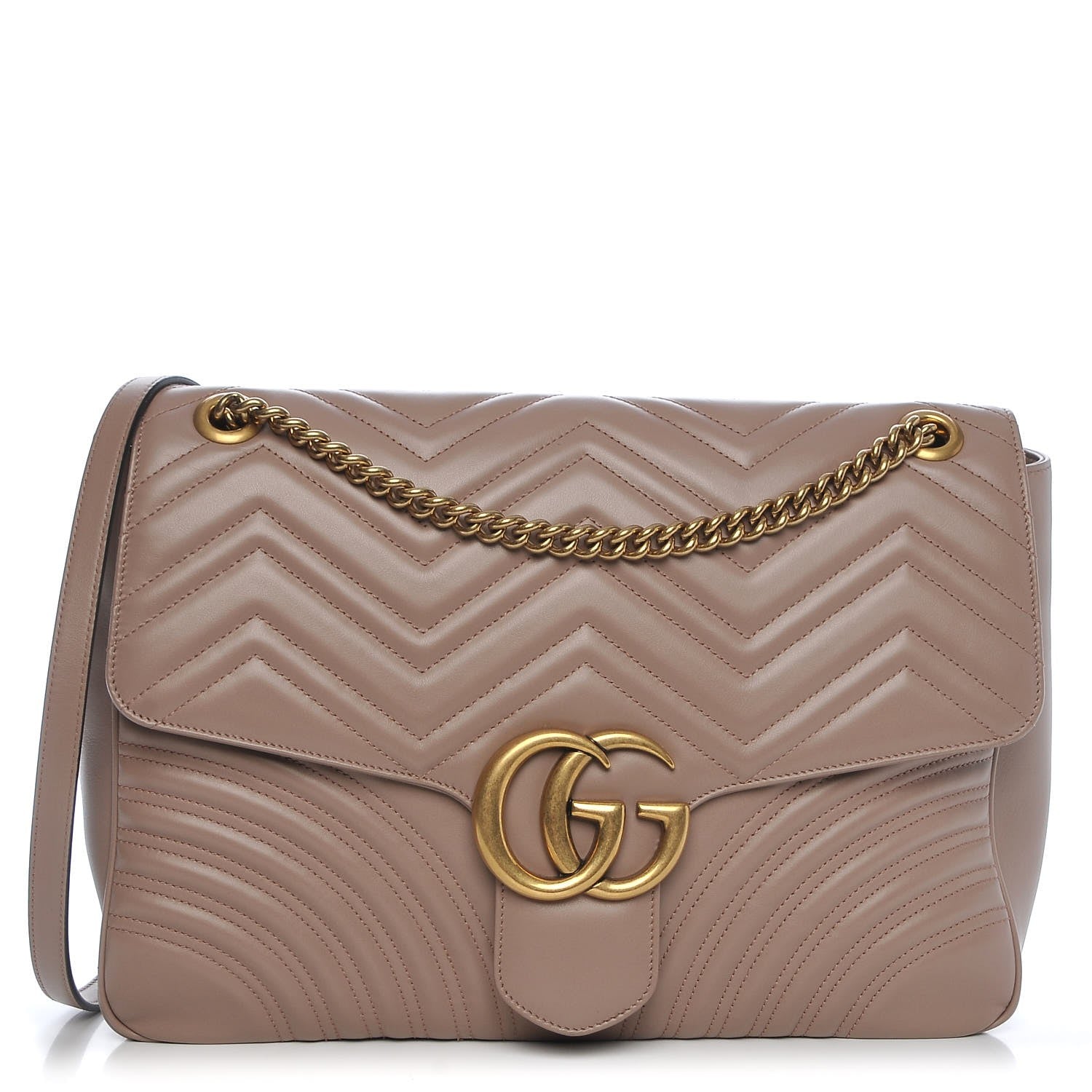 Gucci Calfskin Matelasse Heart Large GG Marmont Shoulder Bag Porcelain Rose 1 of 7