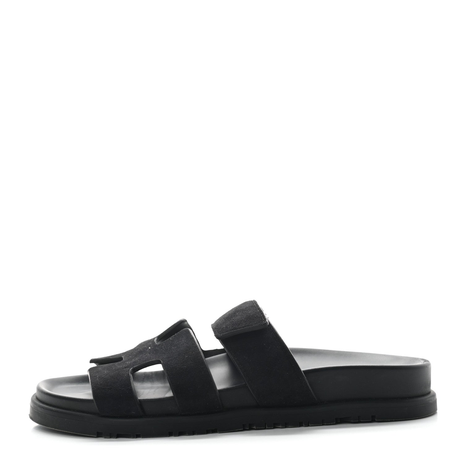 Hermes Suede Goatskin Womens Chypre Sandals 36 Black 1 of 7