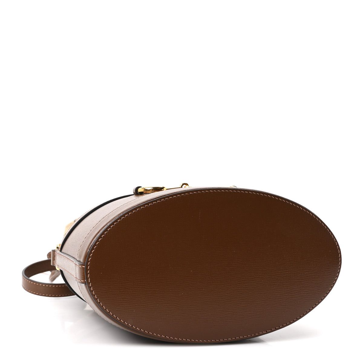 Gucci Monogram Textured Calfskin Horsebit 1955 Drawstring Bucket Bag Beige Brown Sugar 4 of 10