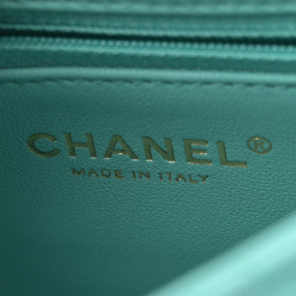 Chanel Shiny Lambskin Quilted Mini Coco Trip Flap Bag Turquoise 6 of 11