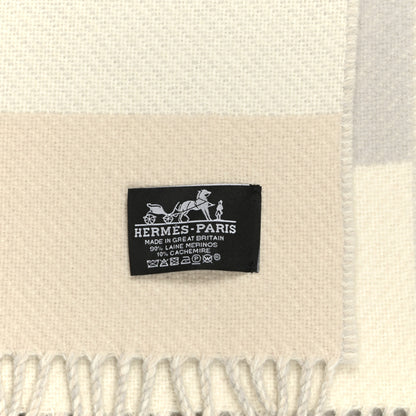 Hermes Cashmere Wool Brides De Gala Plaid Blanket Gris Perle 3 of 3