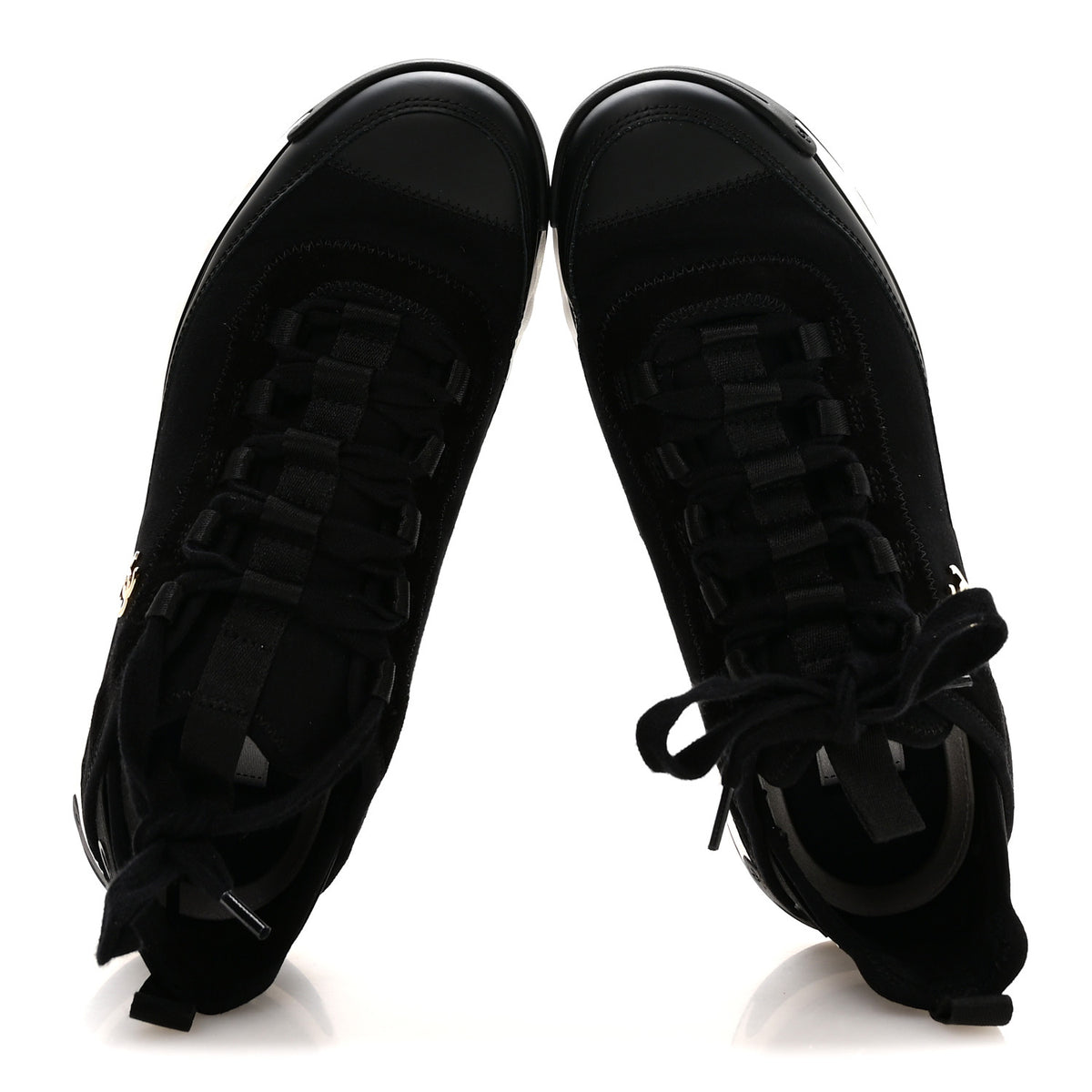 Chanel Velvet Calfskin Mixed Fibers CC Sneakers 38.5 Black 2 of 8