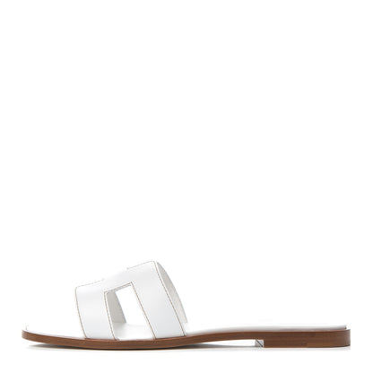 Hermes Box Calfskin Oran Sandals 38 White 1 of 10
