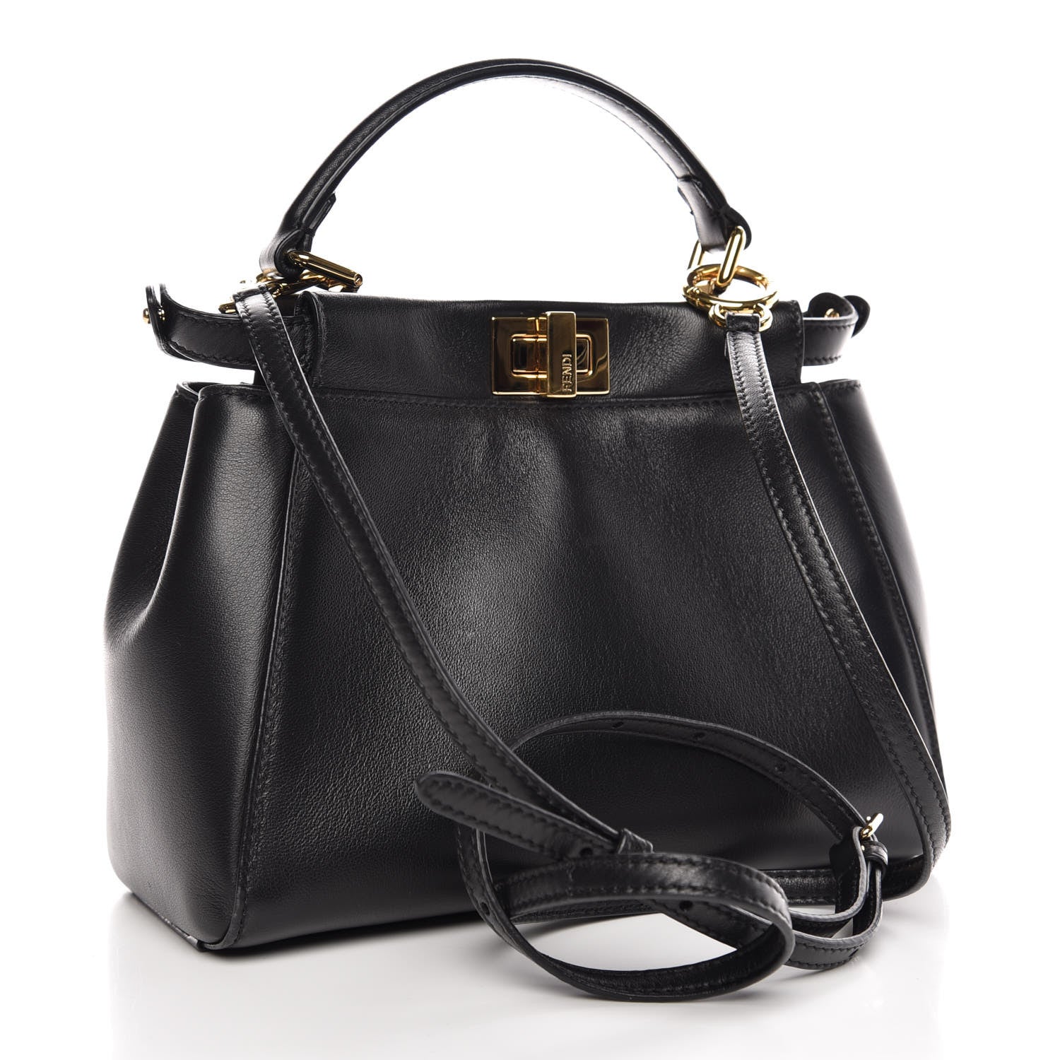 Fendi Nappa Mini Peekaboo Iconic Satchel Black 4 of 9