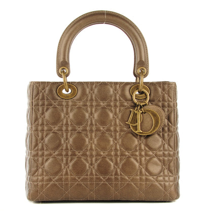 Christian Dior Metallic Lambskin Cannage Medium Lady Dior Bronze 1 of 7