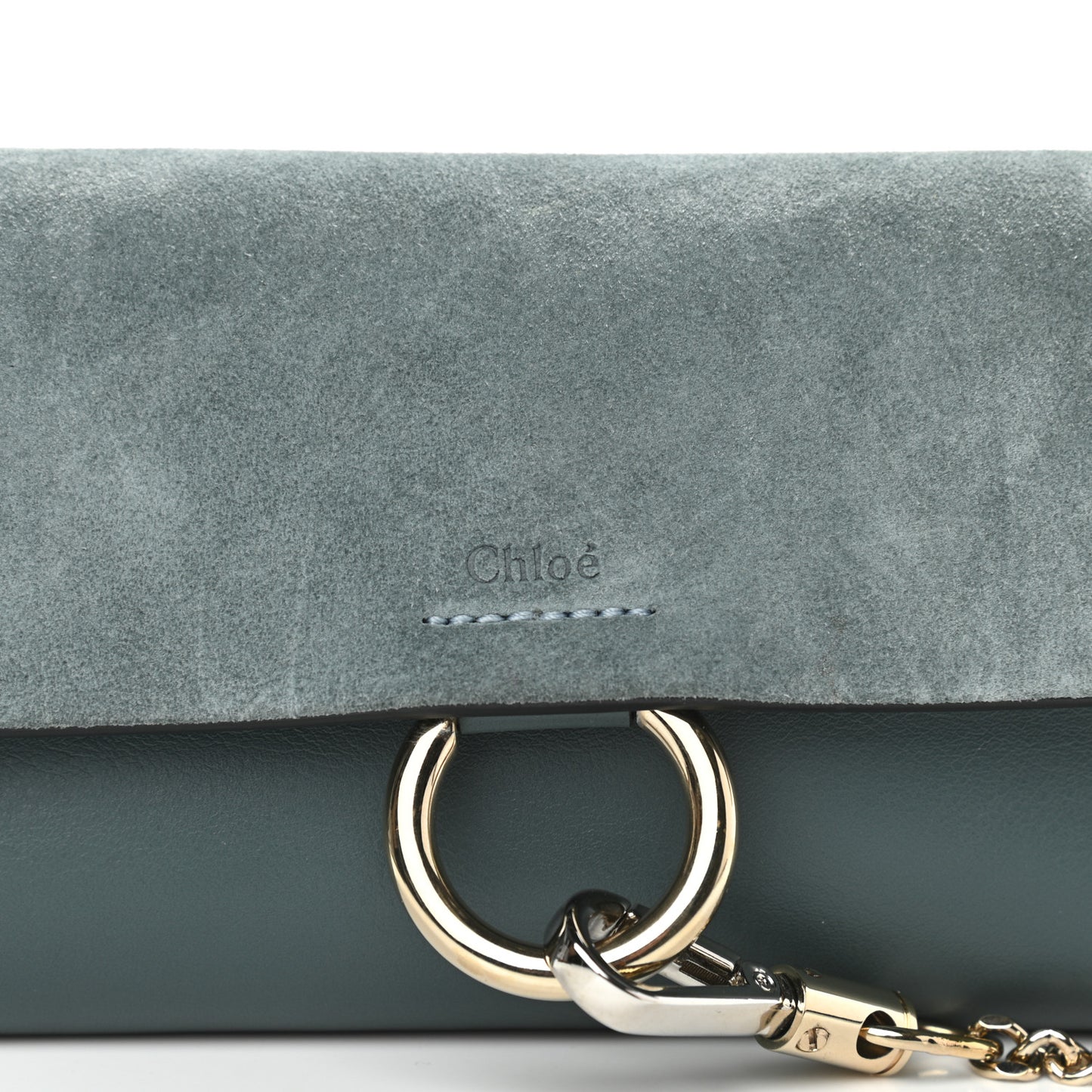 Suede Calfskin Small Faye Shoulder Bag Cloudy Blue