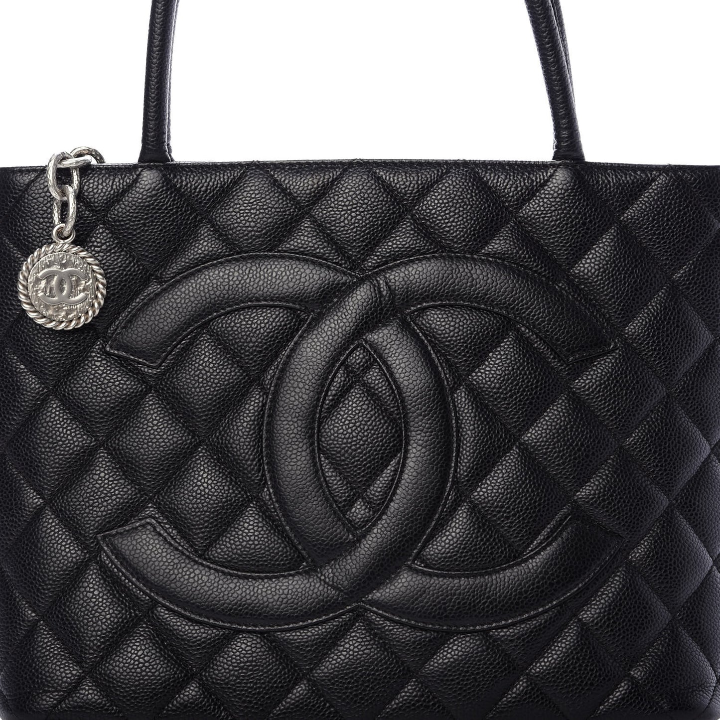 Caviar Quilted Medallion Tote Black