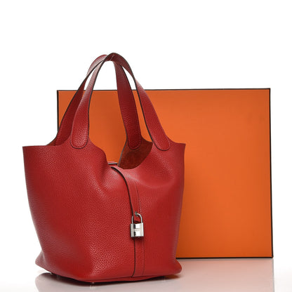 Hermes Taurillon Clemence Picotin Lock 22 MM Rouge Casaque 10 of 10