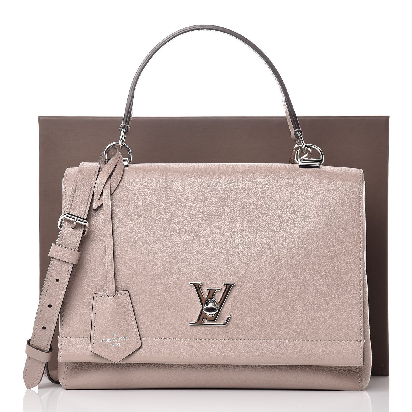 Soft Calfskin LockMe II Top Handle Mastic