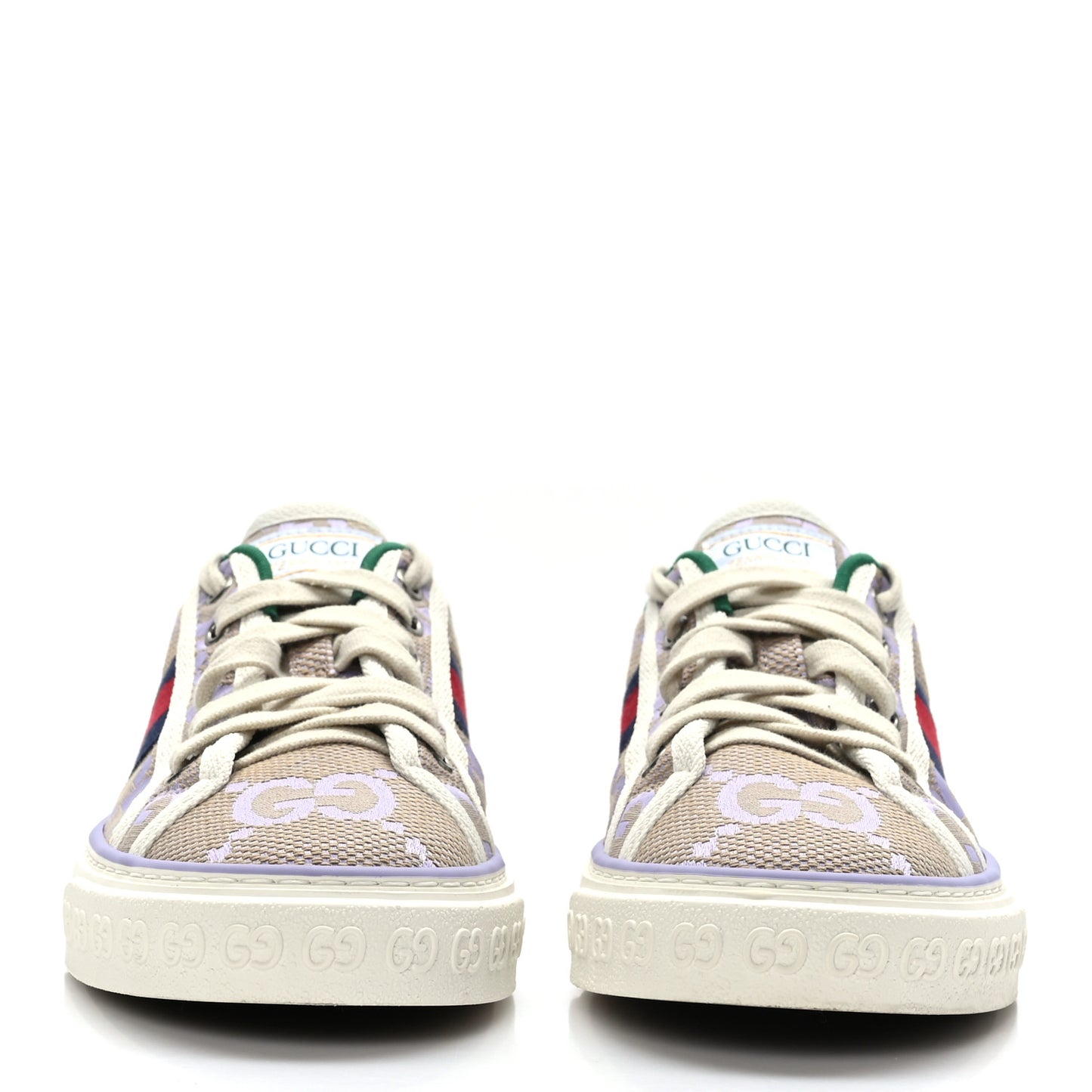 Monogram Jumbo GG Web Womens 1977 Tennis Sneakers 38 Beige Lapis Mystic White