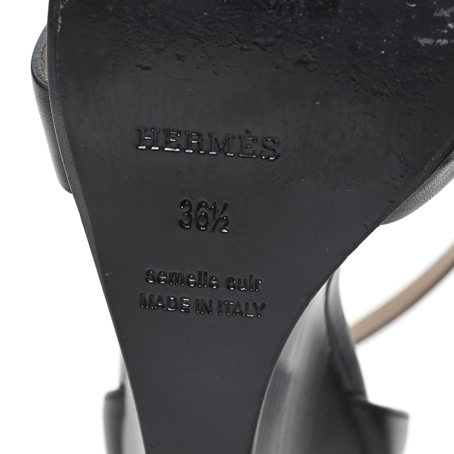 Hermes Calfskin Legend Wedge Sandals 36.5 Black 7 of 11