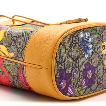 Gucci GG Supreme Monogram Flora Small Ophidia Bucket Bag Beige Multicolor Crop 10 of 11