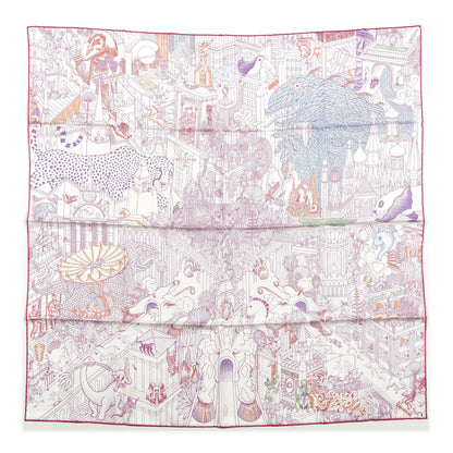Hermes Silk Animapolis Scarf 90 White Fuchsia Multicolor 1 of 3