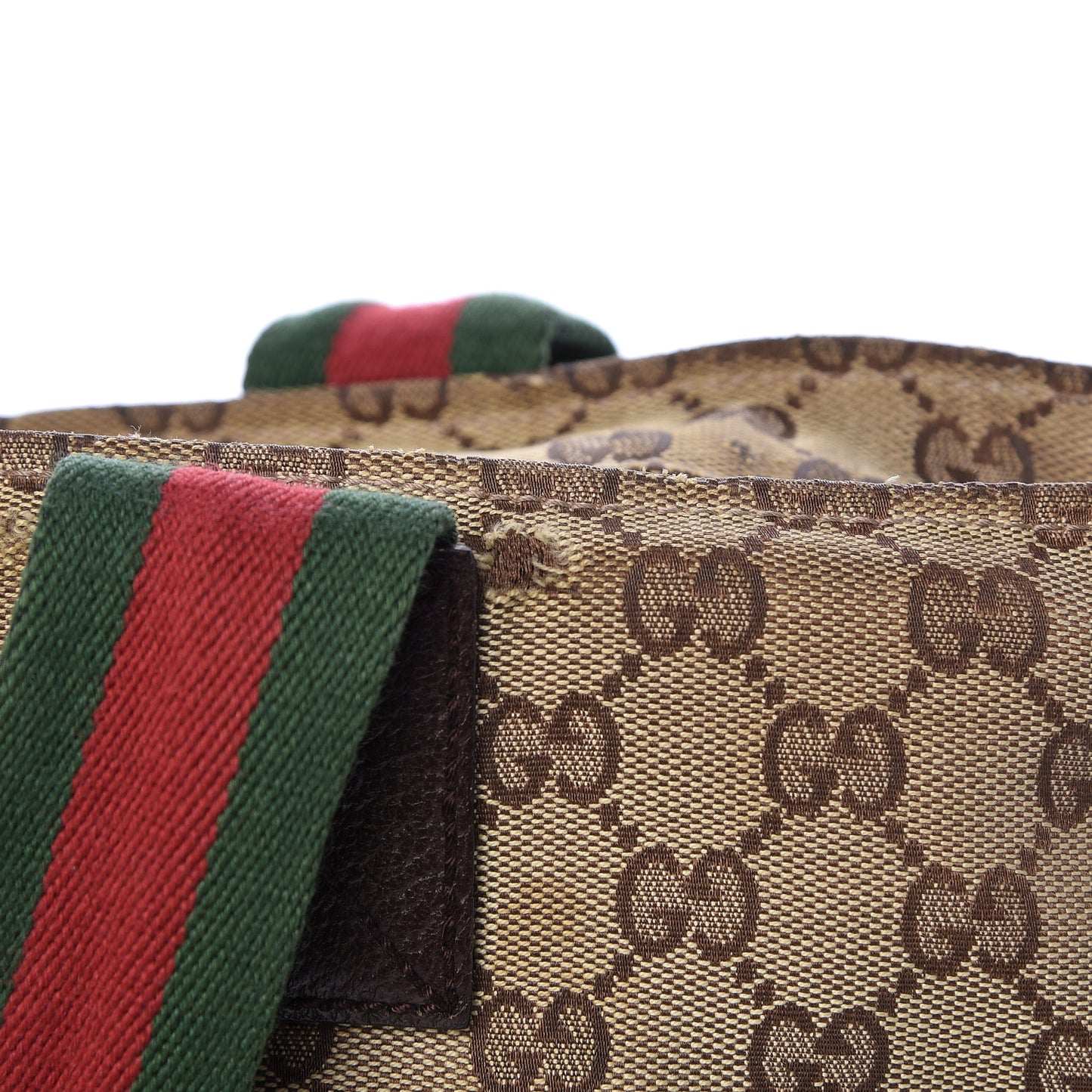 GG Monogram Medium Web Handle Bucket Tote Dark Brown