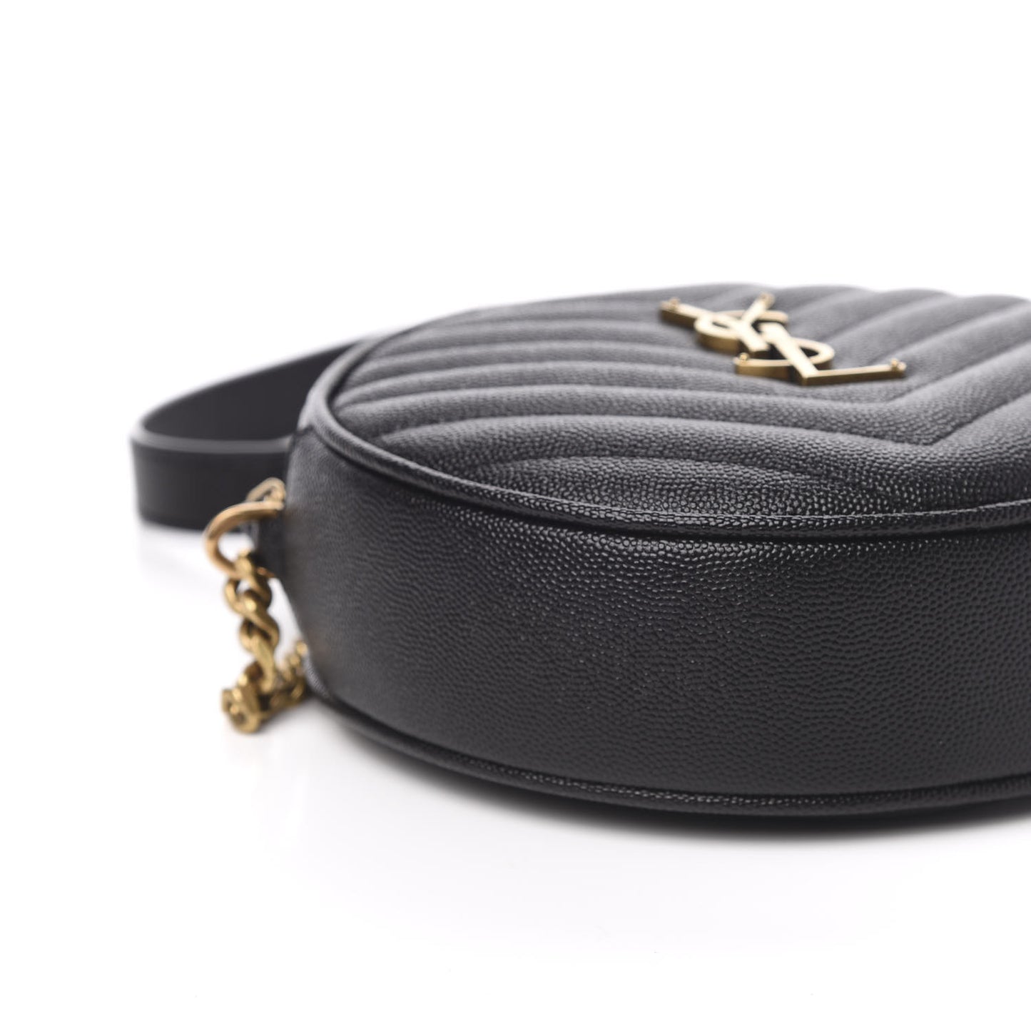 Grain De Poudre Matelasse Chevron Quilted Round Vinyle Camera Bag Black