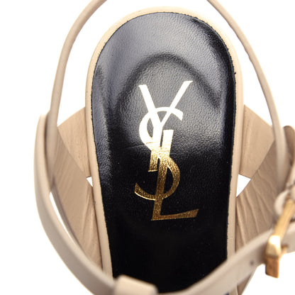 Saint Laurent Calfskin Tribute 75 Platform Sandals 38 Nude Powder 8 of 12