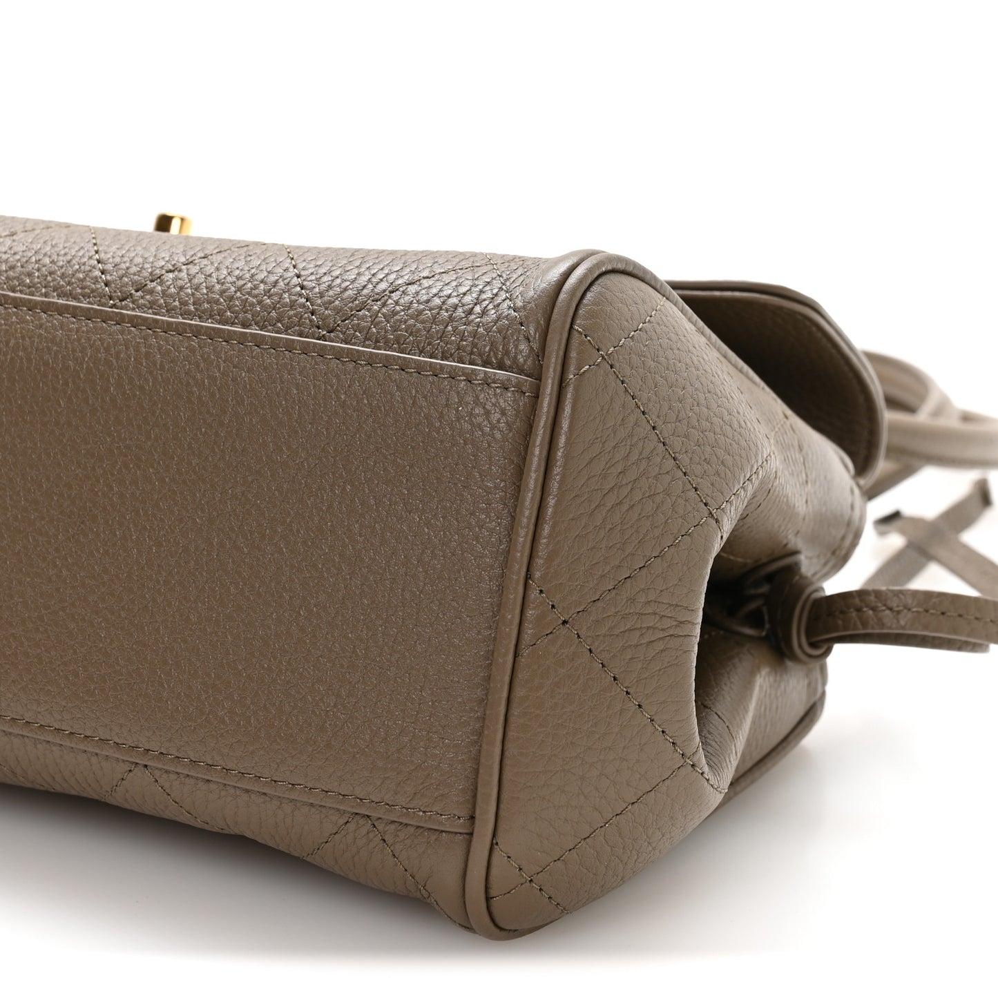 Grained Calfskin Stitched Urban Essentials Small Shopping Bag Dark Khaki