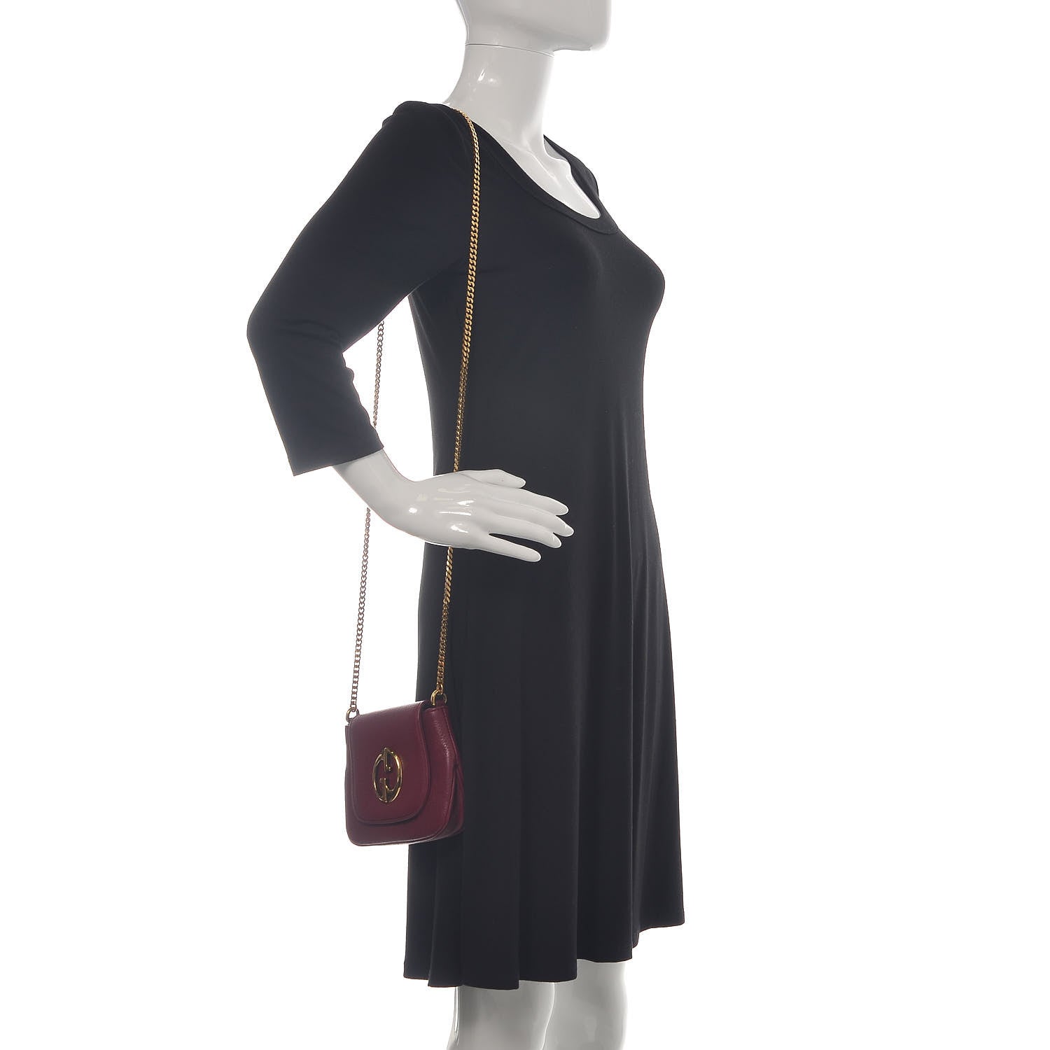 Gucci Cellarius Calfskin Small 1973 Chain Shoulder Bag Cherry Gloss 2 of 9