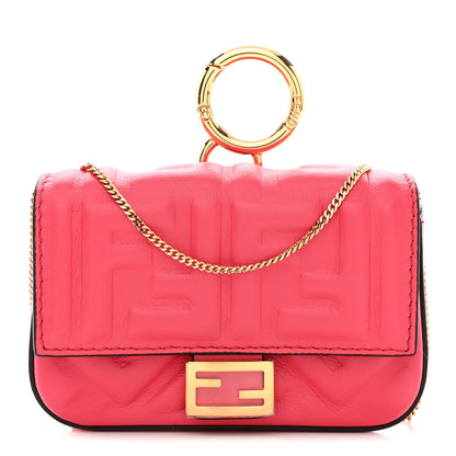 Fendi Nappa Matisse FF Embossed Nano Baguette Charm Lampone 1 of 10