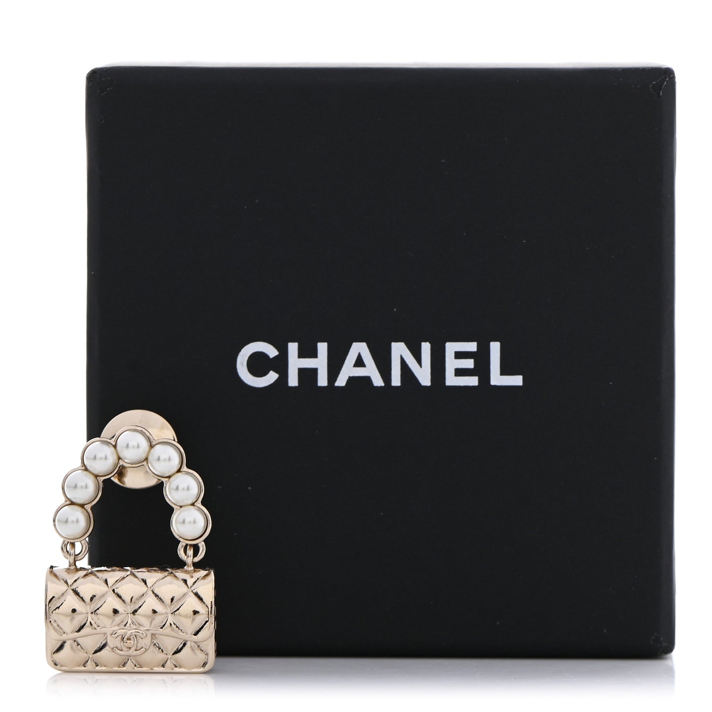 Pearl Quilted Flap Brooch Gold