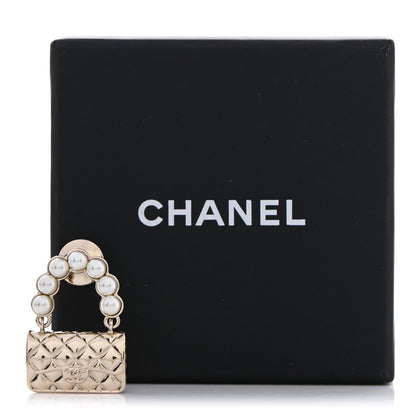 Chanel Pearl Quilted Flap Brooch Gold 7 of 7