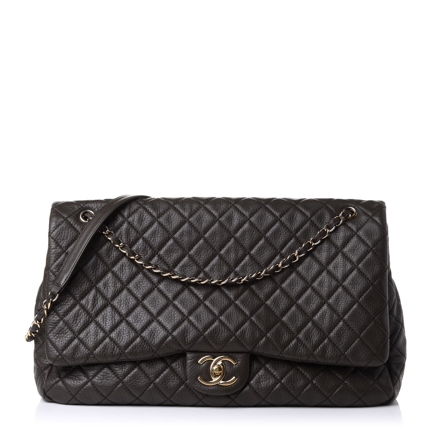 Chanel Calfskin Quilted XXL Travel Flap Bag Khaki 1 of 9
