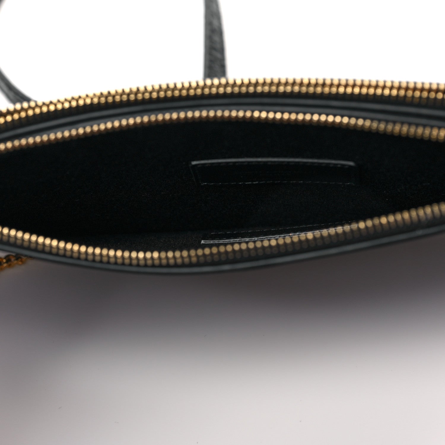 Saint Laurent Calfskin Crocodile Embossed Double Pouch On Chain Black 4 of 9
