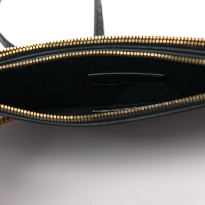 Saint Laurent Calfskin Crocodile Embossed Double Pouch On Chain Black 4 of 9