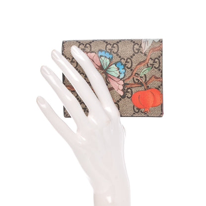 Gucci GG Supreme Monogram Tian Card Case Beige Multicolor Red 2 of 8