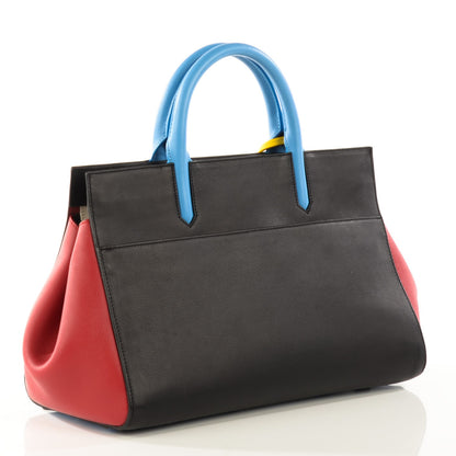 Saint Laurent Calfskin Small Cabas Rive Gauche Bag Black Red Yellow White 3 of 7