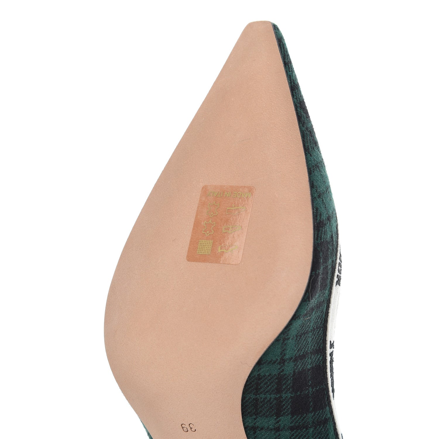 Christian Dior Canvas Ribbon Tartan Print Embroidered J'Adior 100mm Pumps 39 Black Green 9 of 12