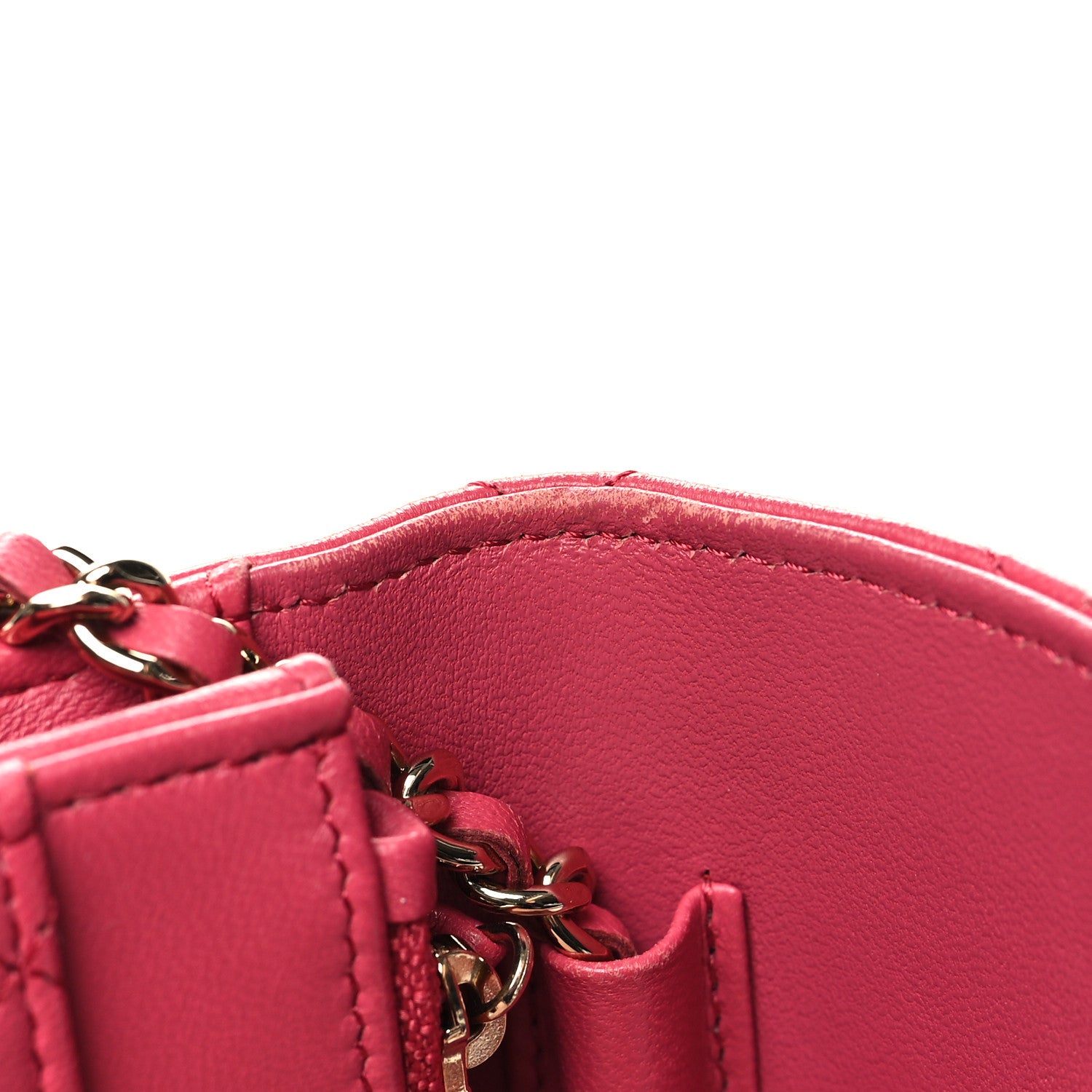 Chanel Lambskin Quilted Wallet On Chain WOC Dark Pink 13 of 14