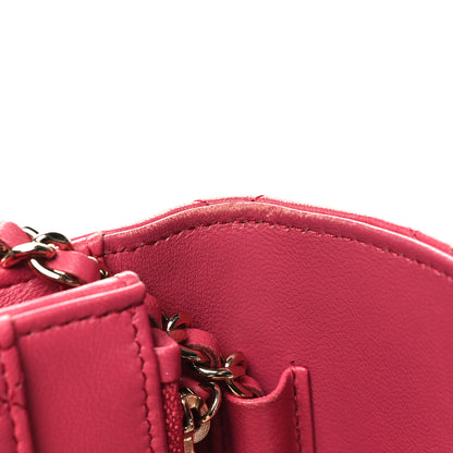 Chanel Lambskin Quilted Wallet On Chain WOC Dark Pink 13 of 14