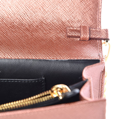 Prada Metallic Saffiano Lux Chain Wallet Antico Mordore 11 of 12