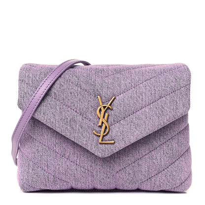 Saint Laurent Denim Y Quilted Monogram Toy Loulou Crossbody Bag Bleached Lilac 1 of 10