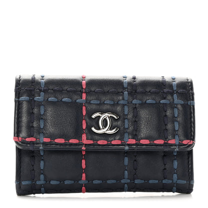 Chanel Lambskin Quilted Stitched Card Holder Blue Multicolor 1 of 11