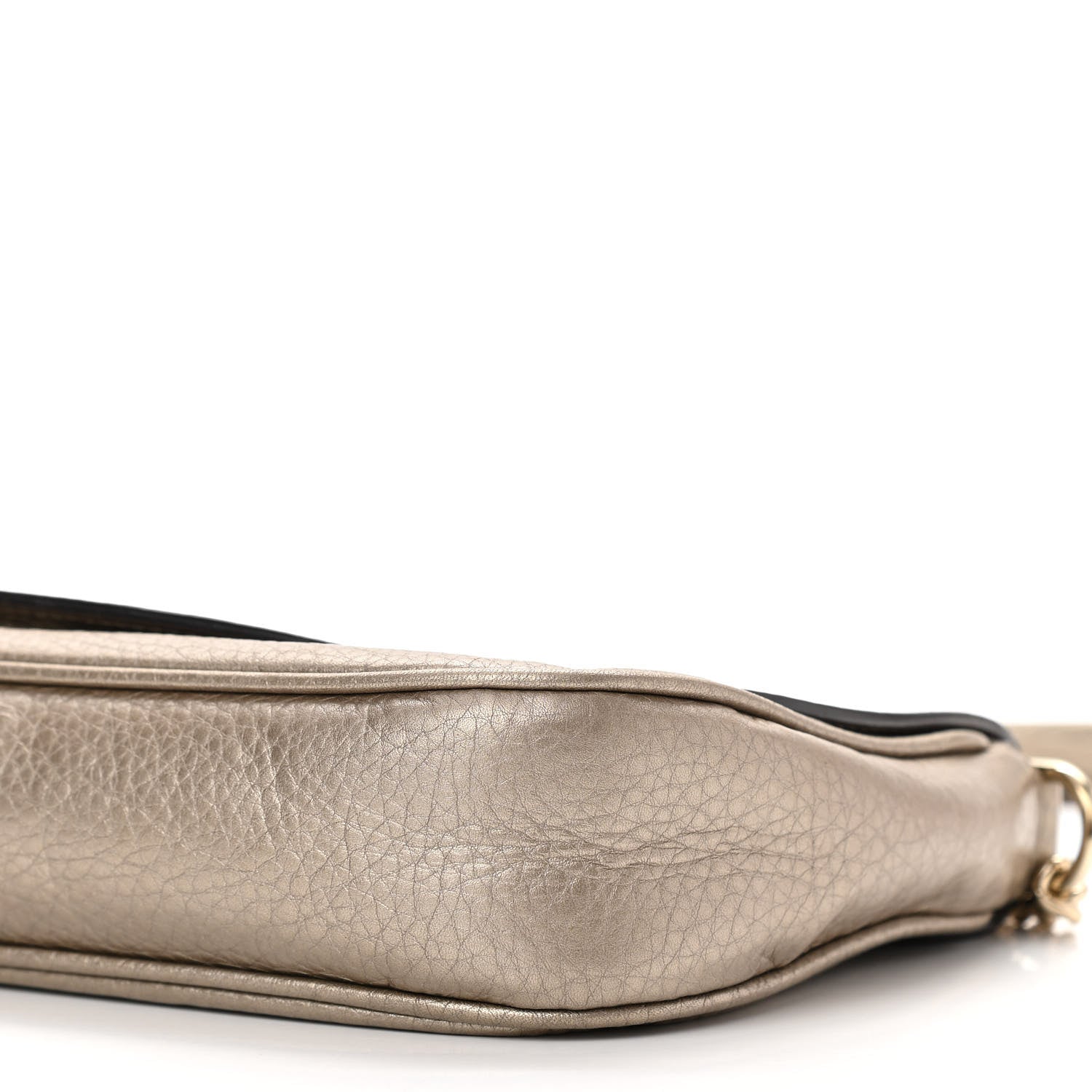 Gucci Metallic Pebbled Calfskin Medium Soho Flap Crossbody Golden Beige 9 of 10