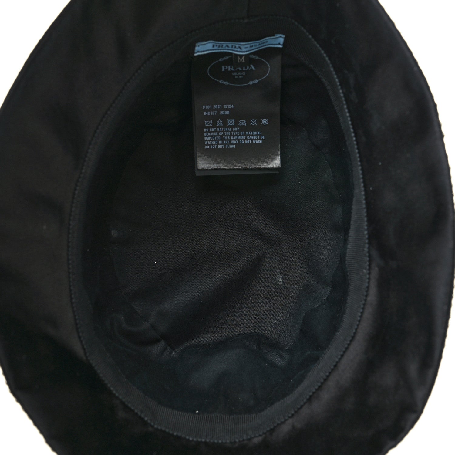 Prada Satin Crystal Metal Triangle Logo Womens Bucket Hat M Metal 6 of 8