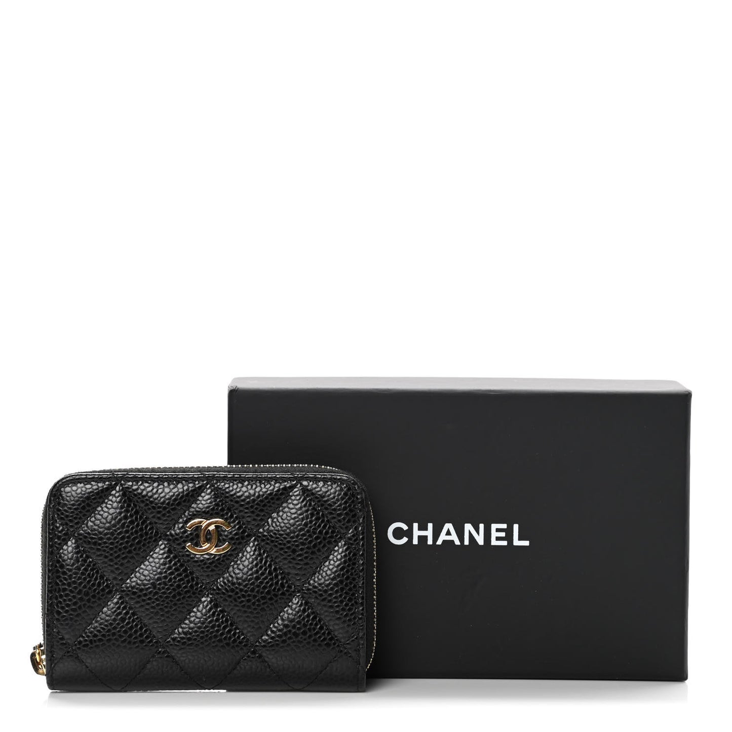 Caviar Quilted Zip Coin Purse Black