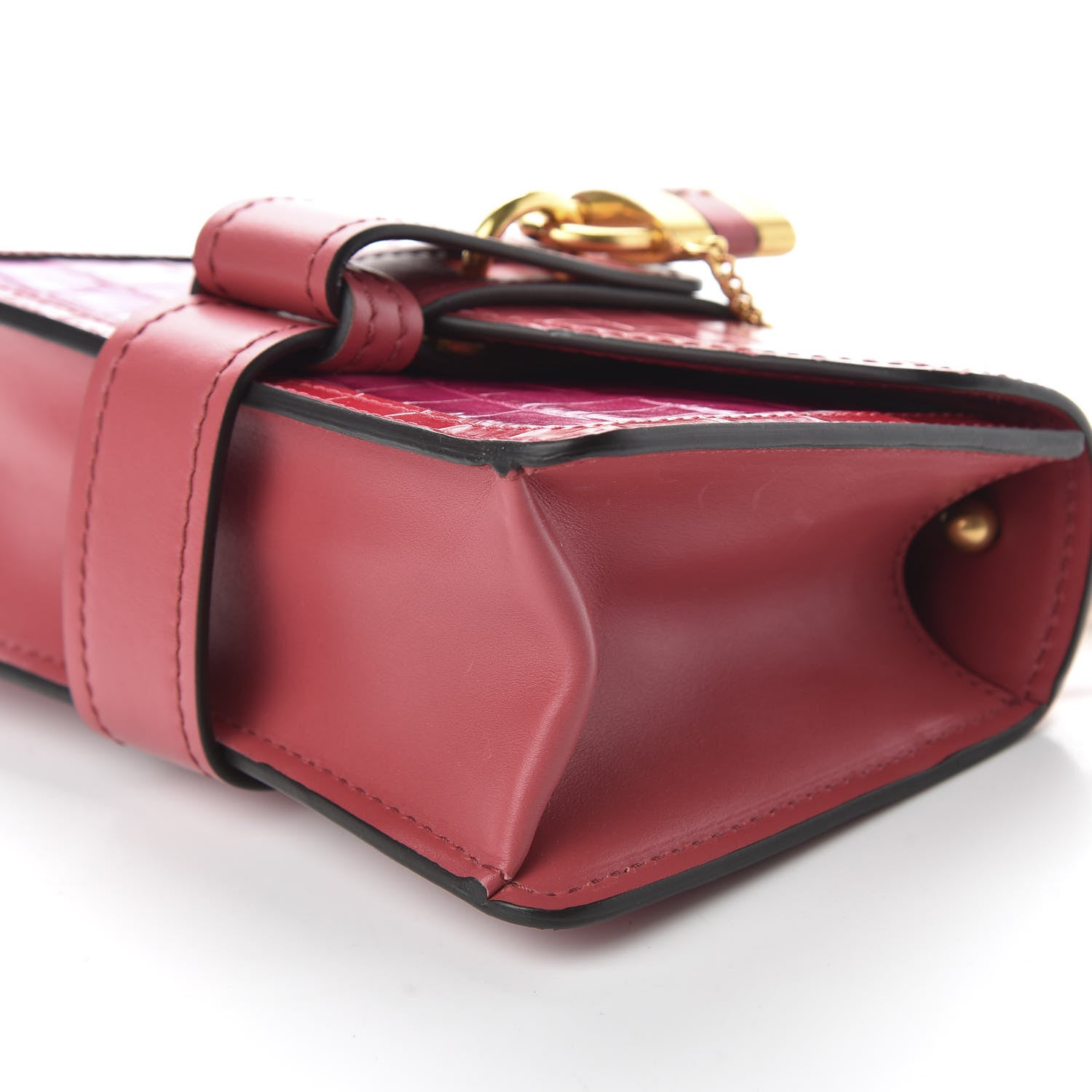 Chloe Calfskin Crocodile Embossed Mini Aby Chain Shoulder Bag Graphic Pink 8 of 11