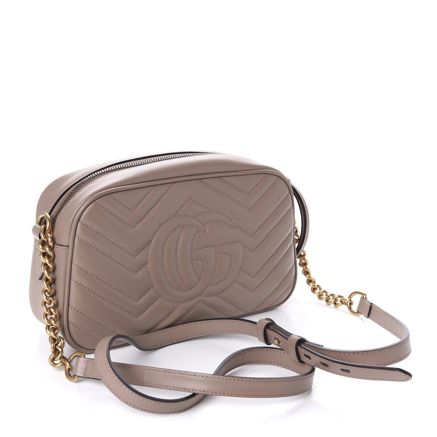 Gucci Calfskin Matelasse Small GG Marmont Chain Shoulder Bag Porcelain Rose 3 of 11