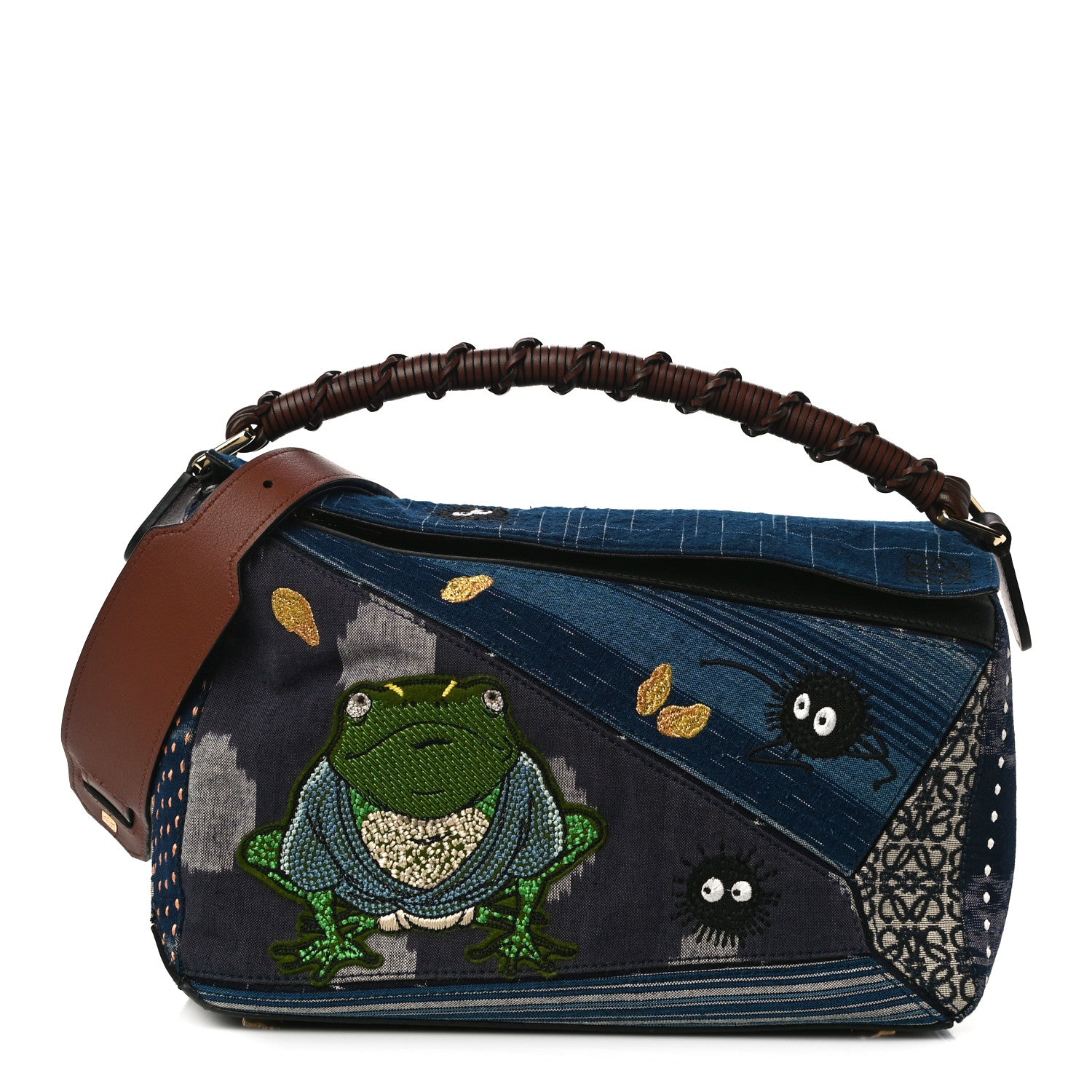 Loewe X SPIRITED AWAY Embroidered Denim Calfskin Puzzle Bag Blue Multicolor 1 of 9