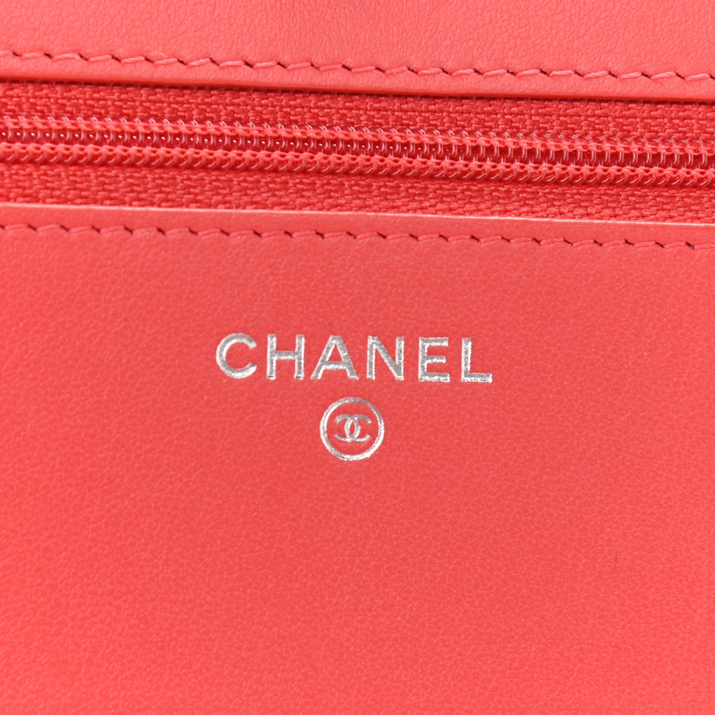 Patent Goatskin Quilted Gabrielle Wallet On Chain WOC Orange