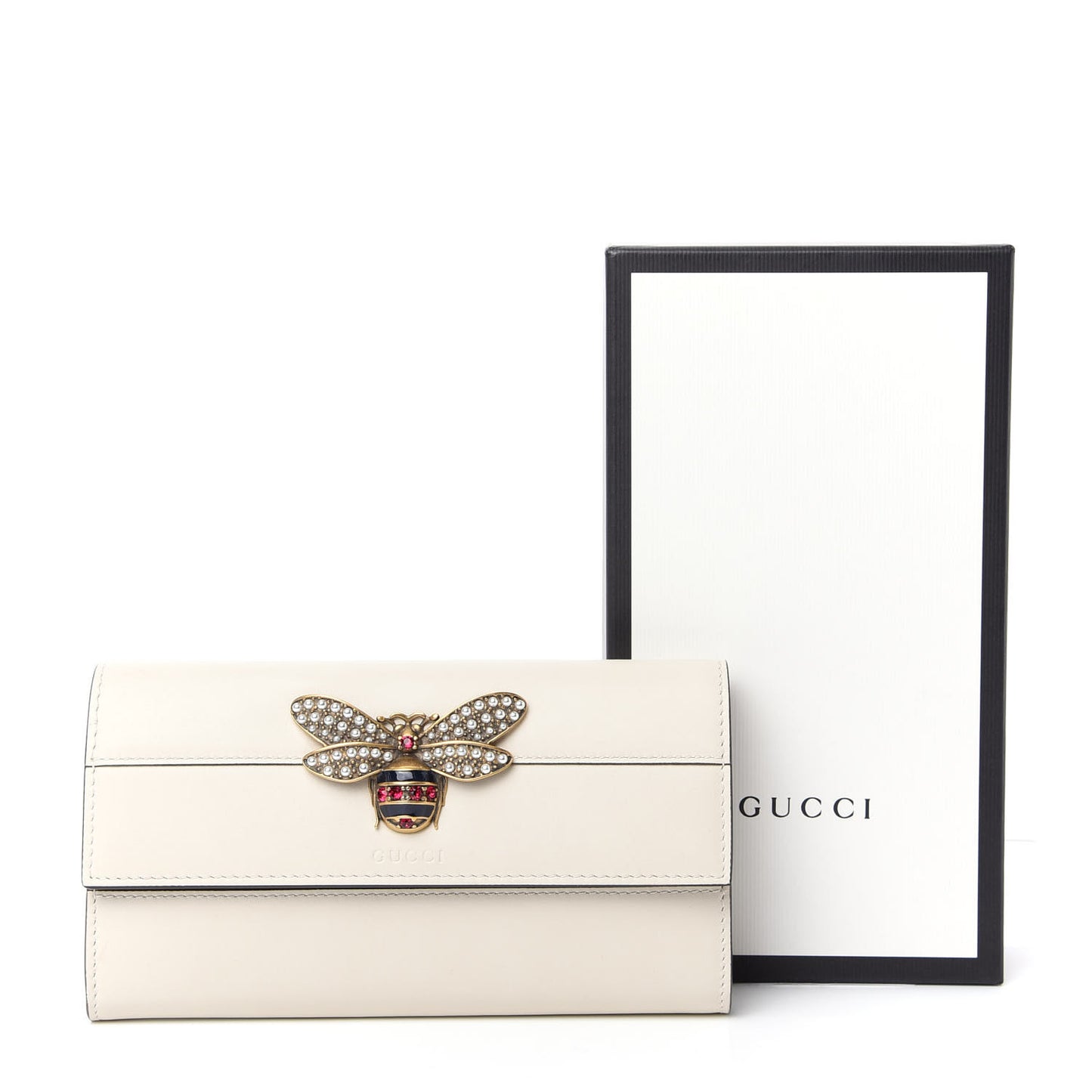 Calfskin Queen Margaret Flap Wallet White
